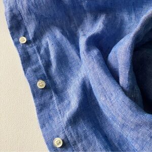 NWT J Crew Baird McNutt Irish Linen “Perfect” Fit Shirt in Indigo Blue, Size 14